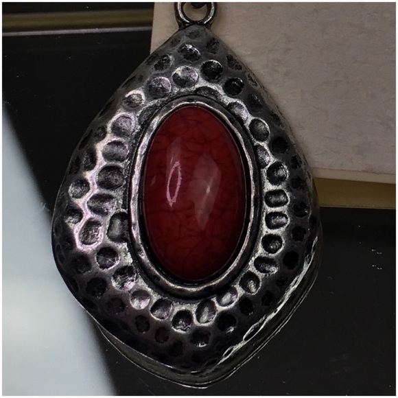 Coral And Silver Tone Earrings - Picture 5 of 5